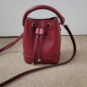 Dark red bucket purse